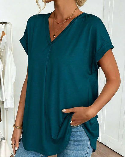 Calden - Patchwork V-Neck T-Shirt