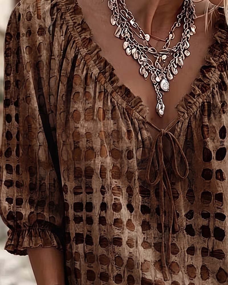 Alyssa - Polka Dot Lace-Up Blouse