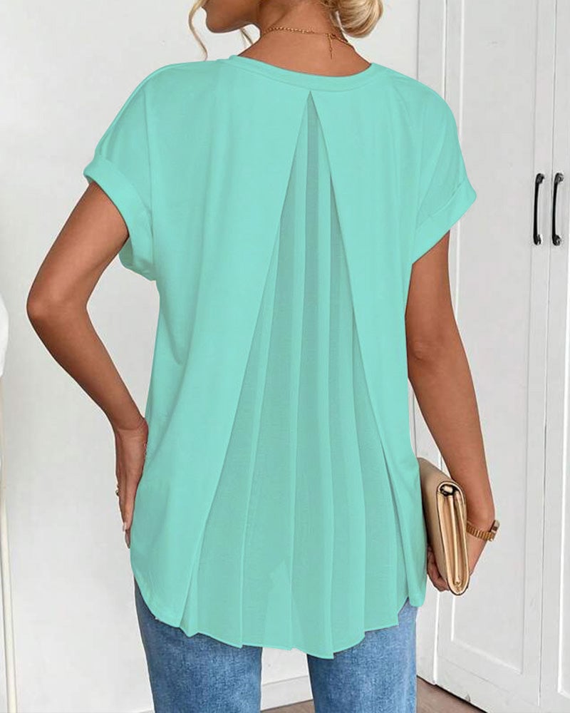 Calden - Patchwork V-Neck T-Shirt