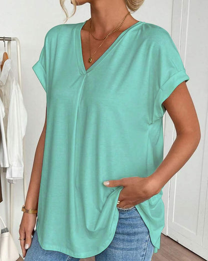 Calden - Patchwork V-Neck T-Shirt