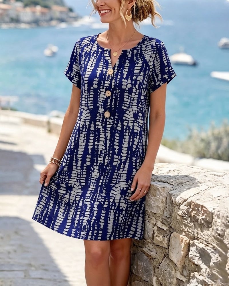 Elowen - Buttoned Colour-Block Dress