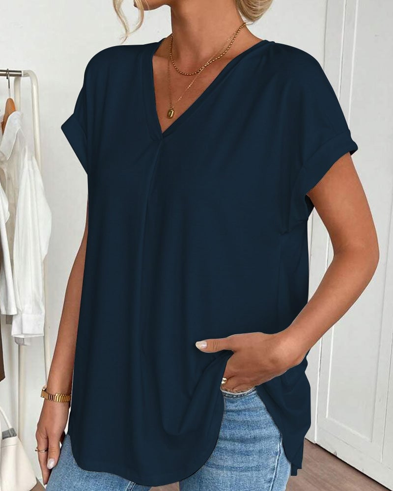 Calden - Patchwork V-Neck T-Shirt