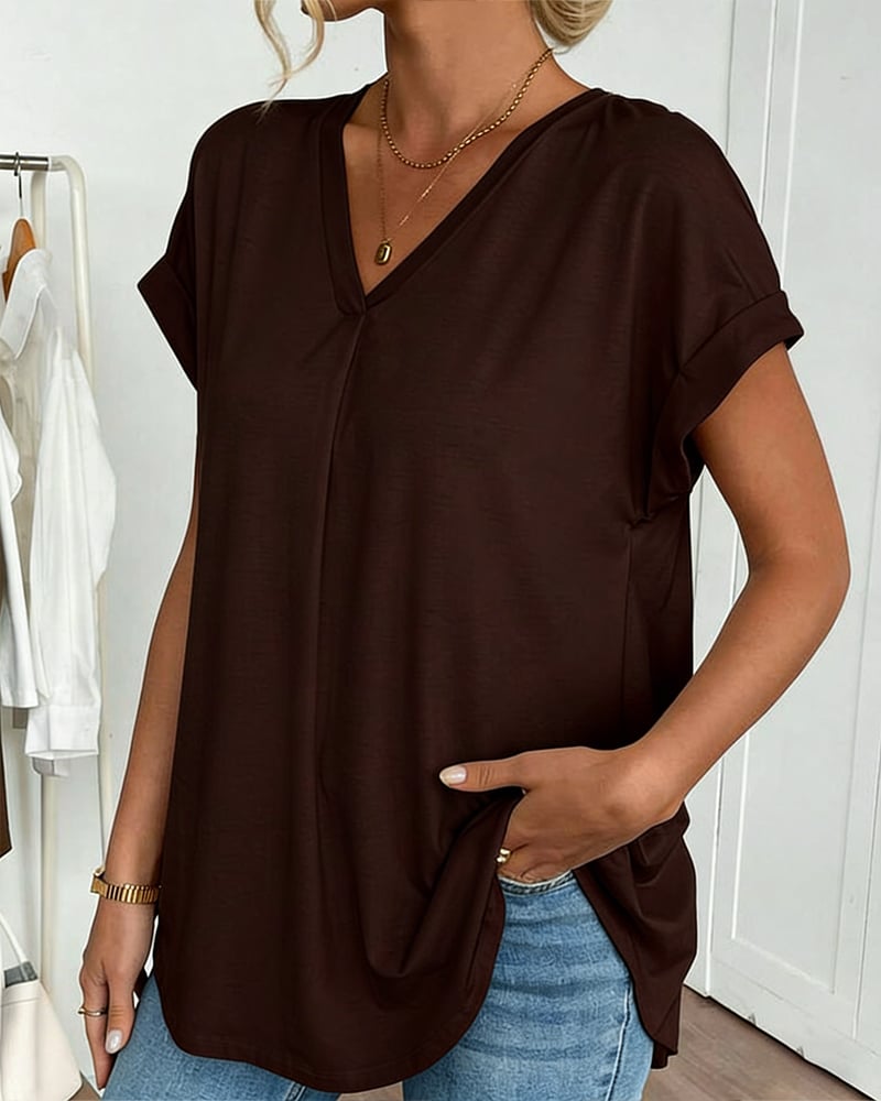 Calden - Patchwork V-Neck T-Shirt