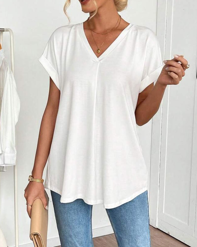 Calden - Patchwork V-Neck T-Shirt
