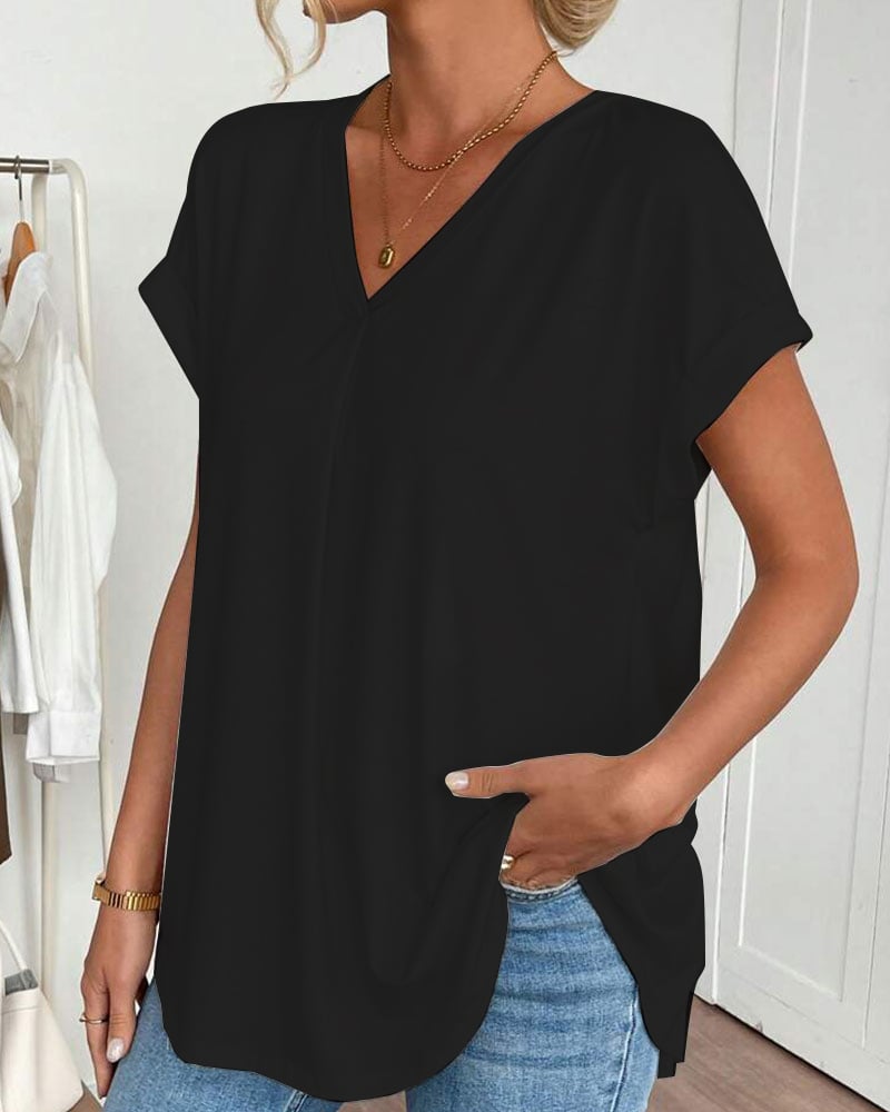 Calden - Patchwork V-Neck T-Shirt