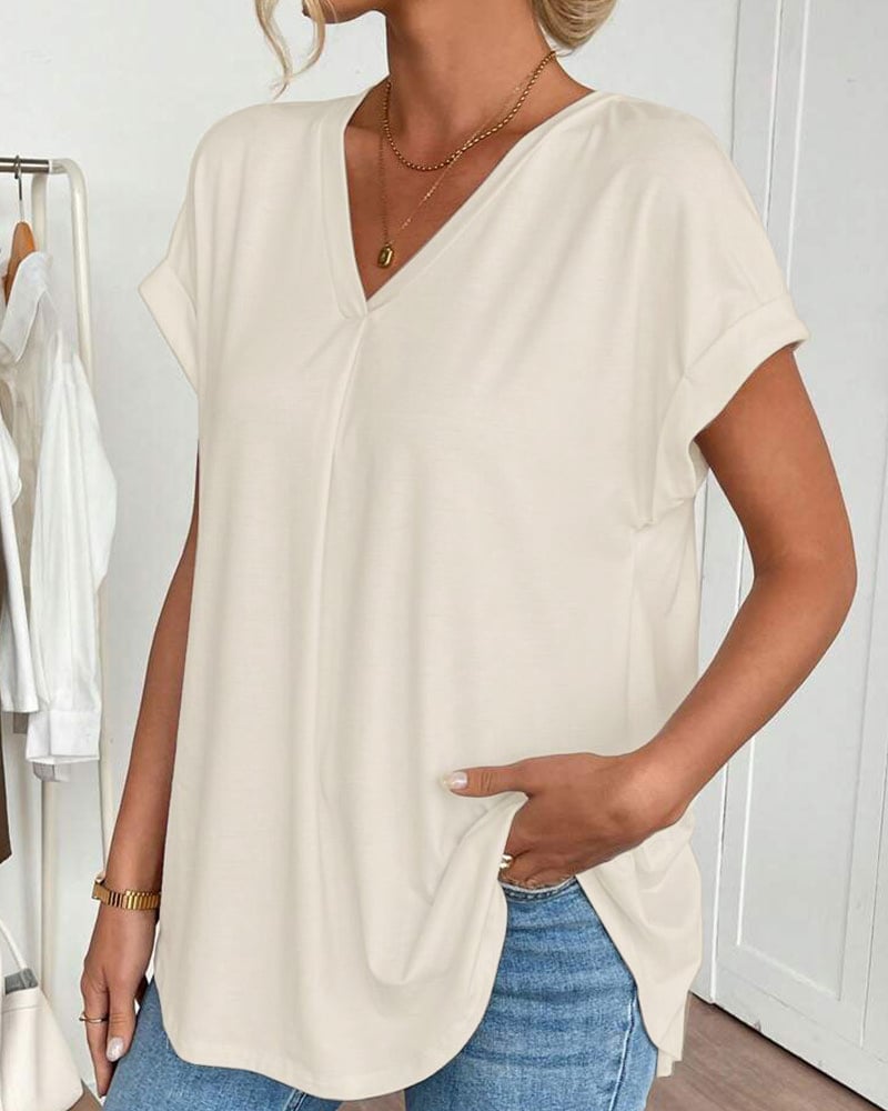 Calden - Patchwork V-Neck T-Shirt