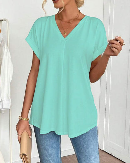 Calden - Patchwork V-Neck T-Shirt