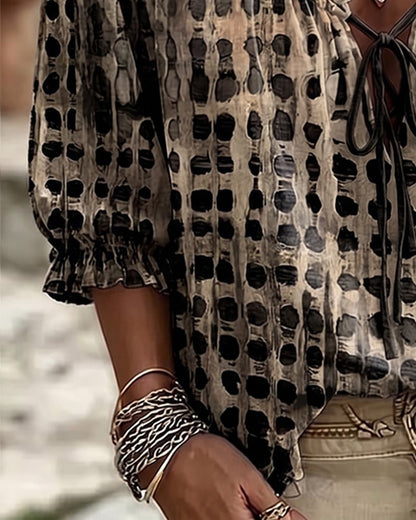 Alyssa - Polka Dot Lace-Up Blouse