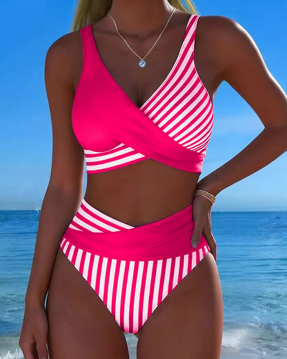 Nerissa - Striped High-Cut Bikini Set
