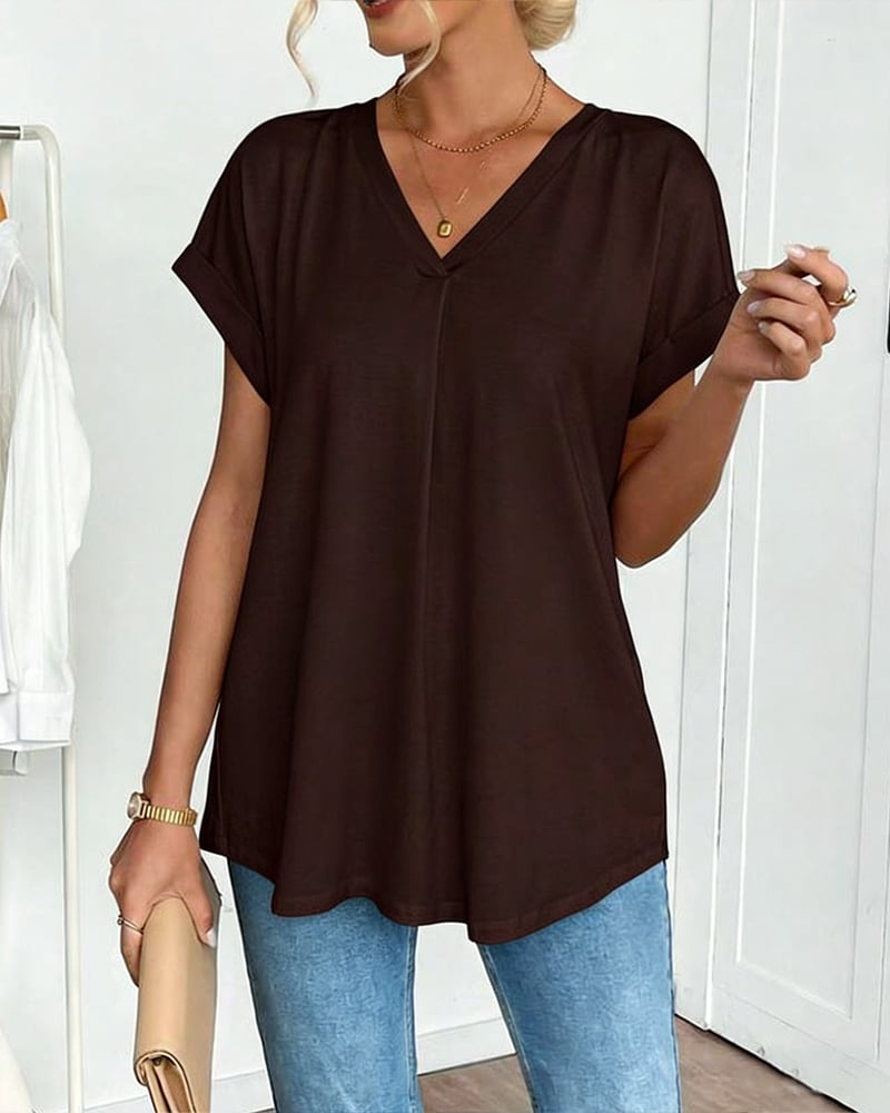 Calden - Patchwork V-Neck T-Shirt