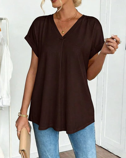 Calden - Patchwork V-Neck T-Shirt