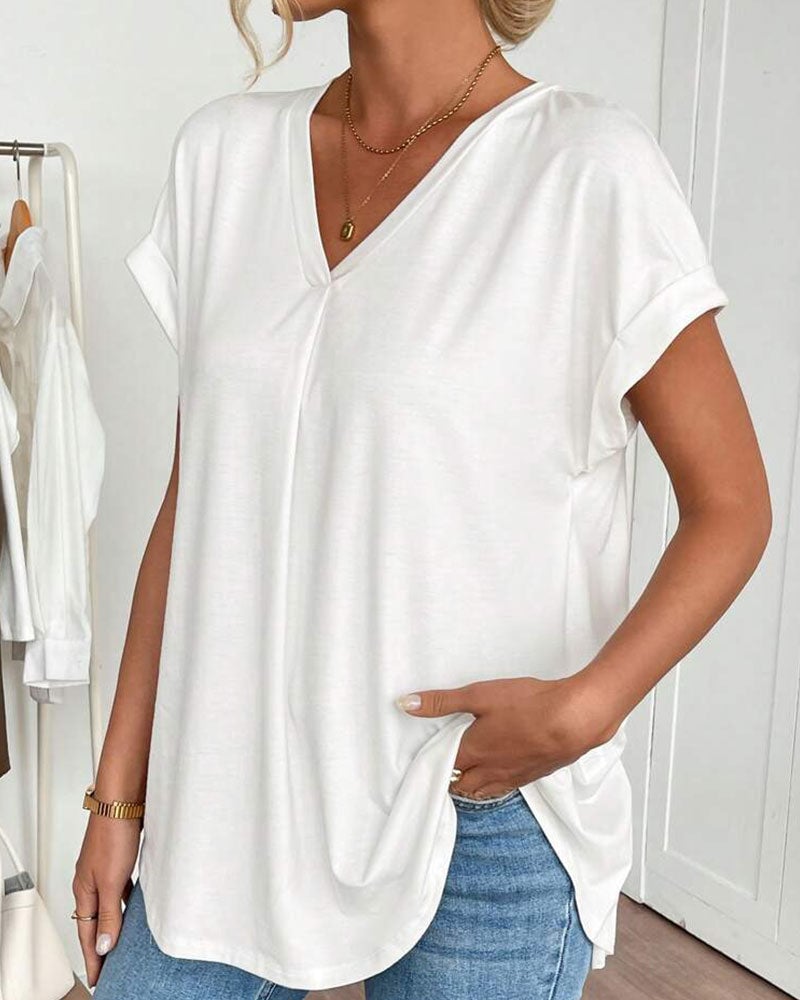 Calden - Patchwork V-Neck T-Shirt
