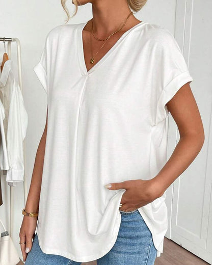 Calden - Patchwork V-Neck T-Shirt