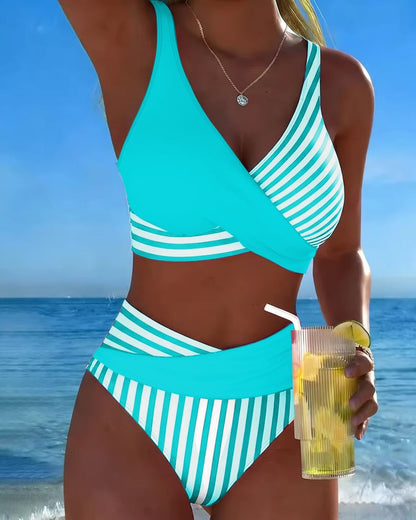 Nerissa - Striped High-Cut Bikini Set