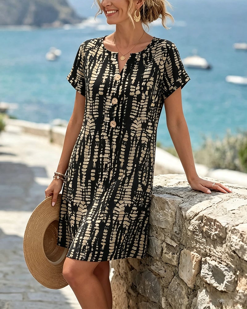 Elowen - Buttoned Colour-Block Dress