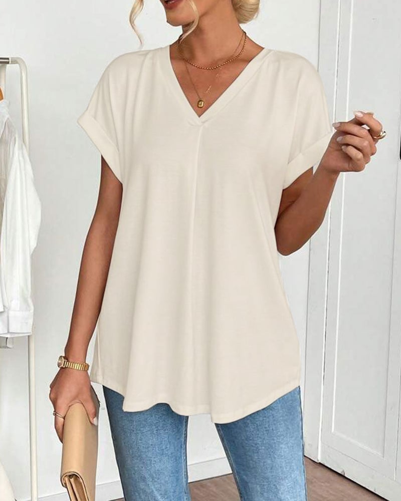 Calden - Patchwork V-Neck T-Shirt