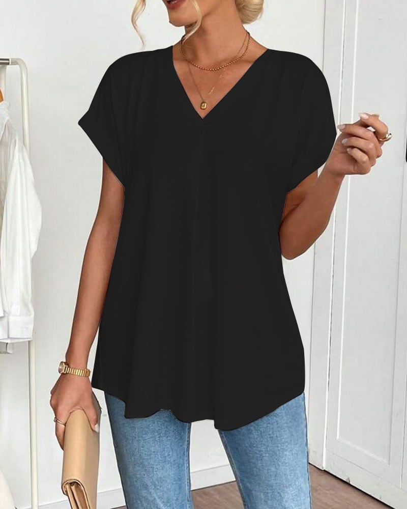 Calden - Patchwork V-Neck T-Shirt