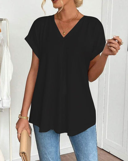 Calden - Patchwork V-Neck T-Shirt