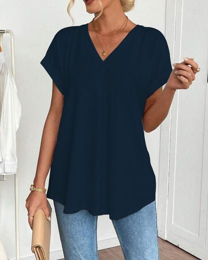 Calden - Patchwork V-Neck T-Shirt