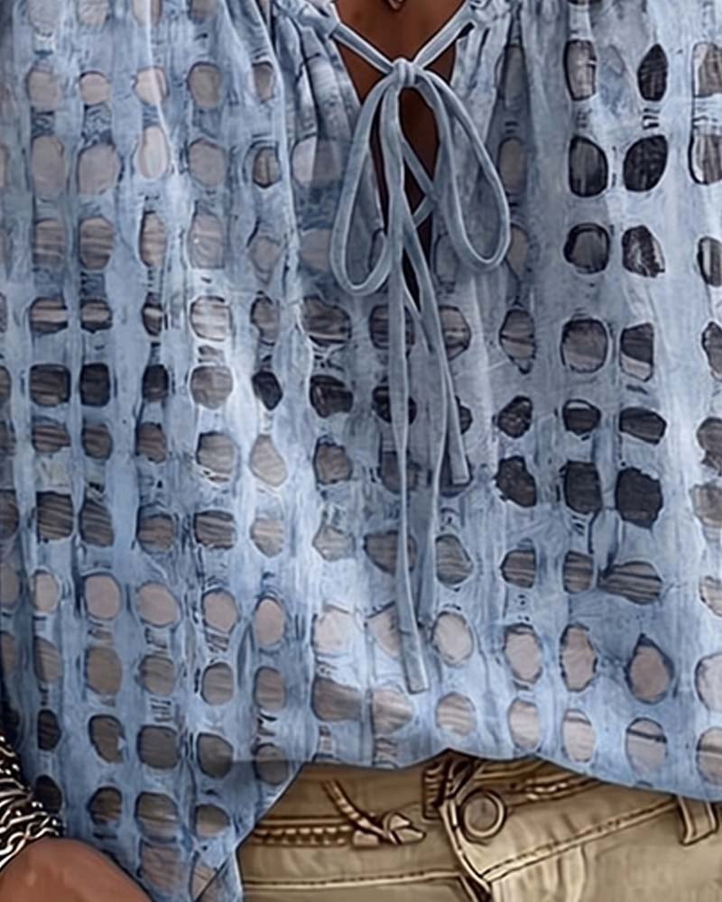 Alyssa - Polka Dot Lace-Up Blouse