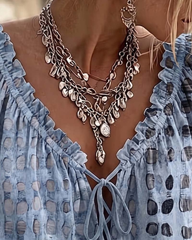 Alyssa - Polka Dot Lace-Up Blouse